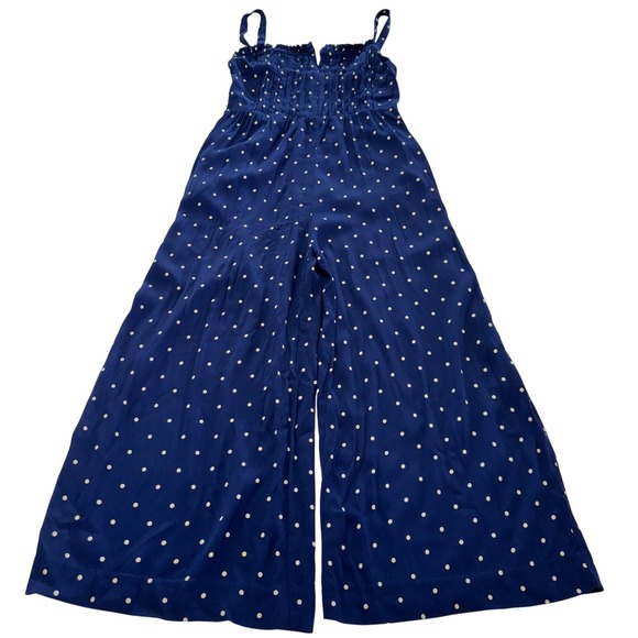 Madewell Jumpsuit Womens Size 4 Blue White Polka Dot Pintuck Cami Wide Leg - Picture 3 of 11